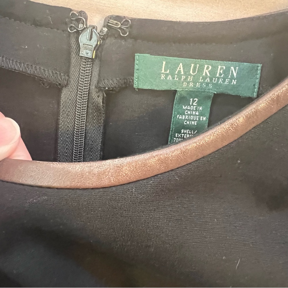 Lauren Ralph Lauren Black Dress with Leather Striped Accents - Picture 6 of 10